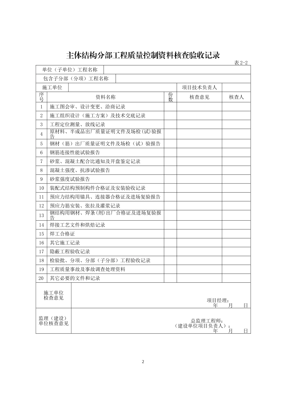 分部工程质量控制资料核查验收记录_第2页