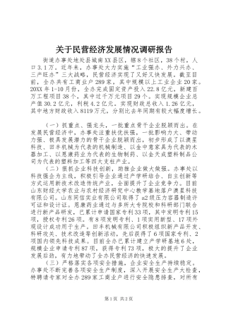 关于民营经济发展情况调研报告