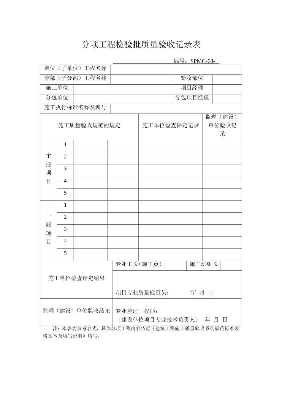 分项工程检验批质量验收记录表(同名21888)_第1页
