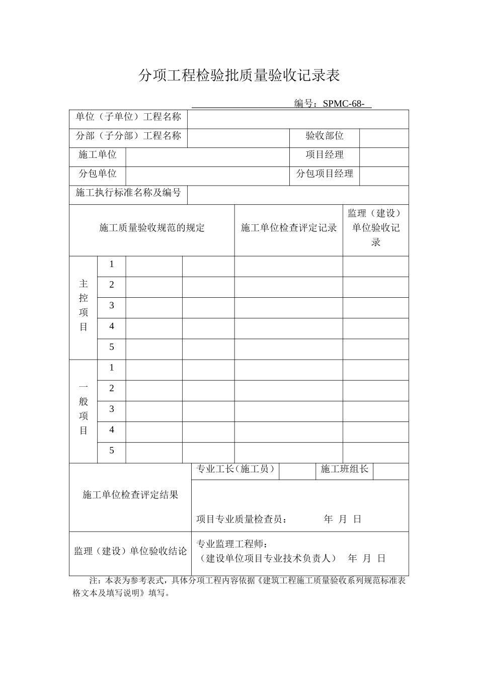 分项工程检验批质量验收记录表_第1页