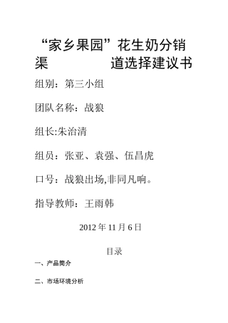 分销渠道建议书