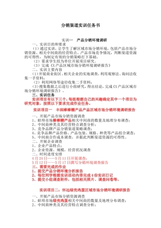 分销渠道实训任务书