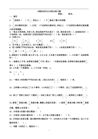 分数的初步认识综合练习题