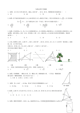 勾股定理中考难题(有答案详解)