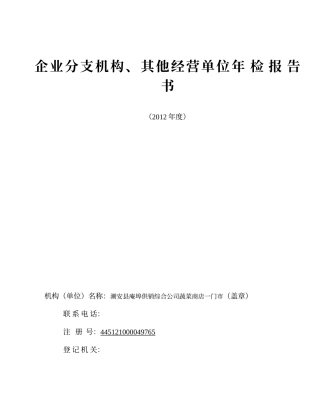 分支机构年检报告书-(1)