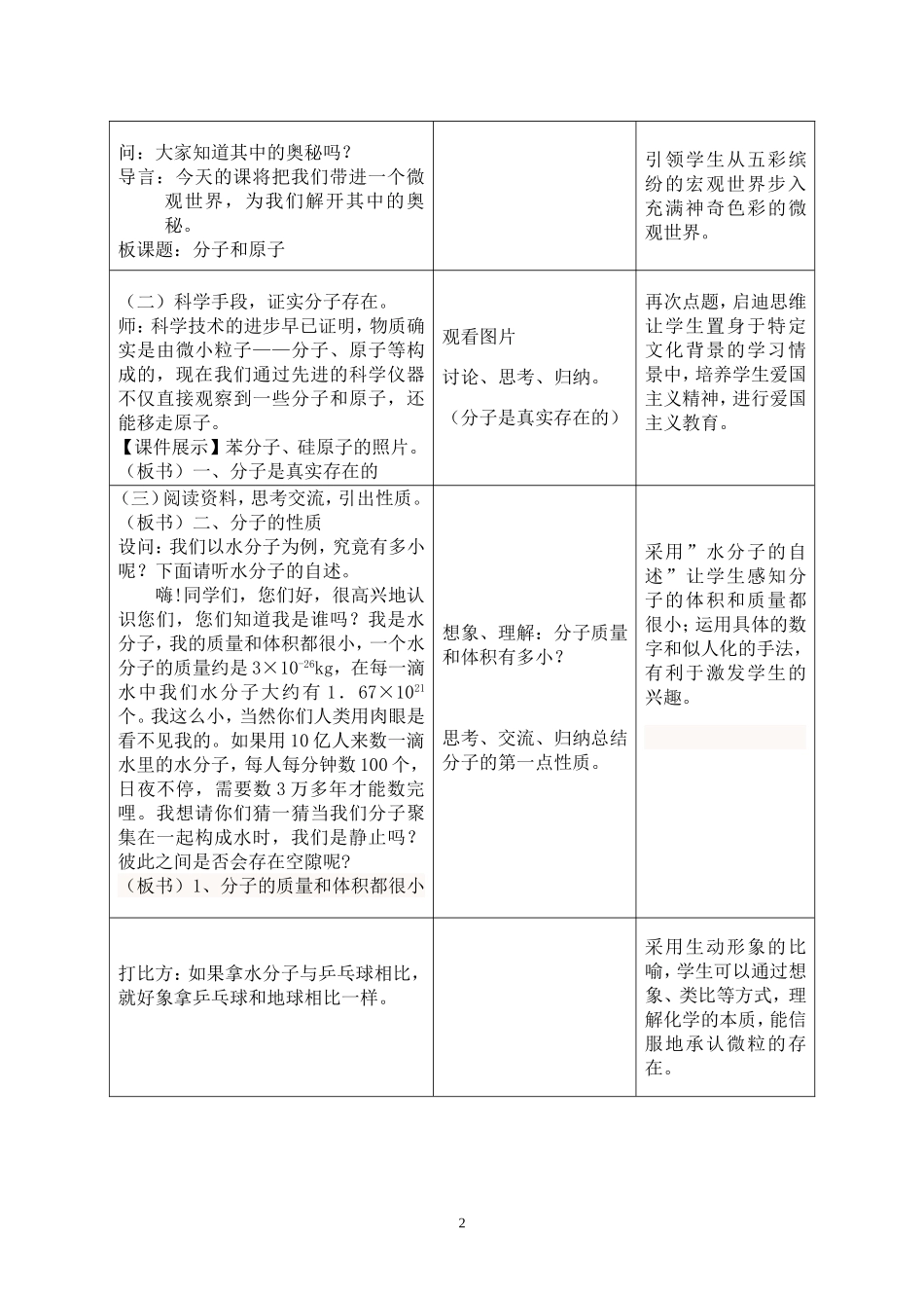 分子和原子教学设计(第一课时)_第2页
