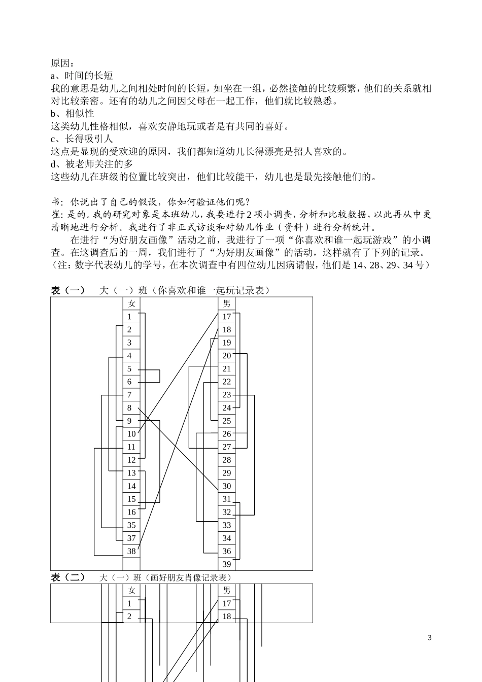 关于班级幼儿之间受欢迎及喜欢他人情况的调查与分析_第3页