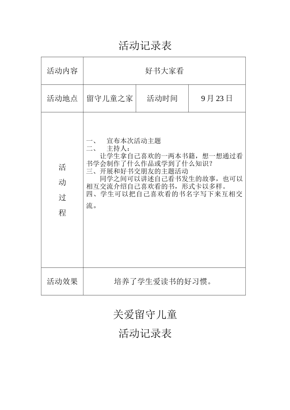 关爱留守儿童活动记录2013年度_第2页