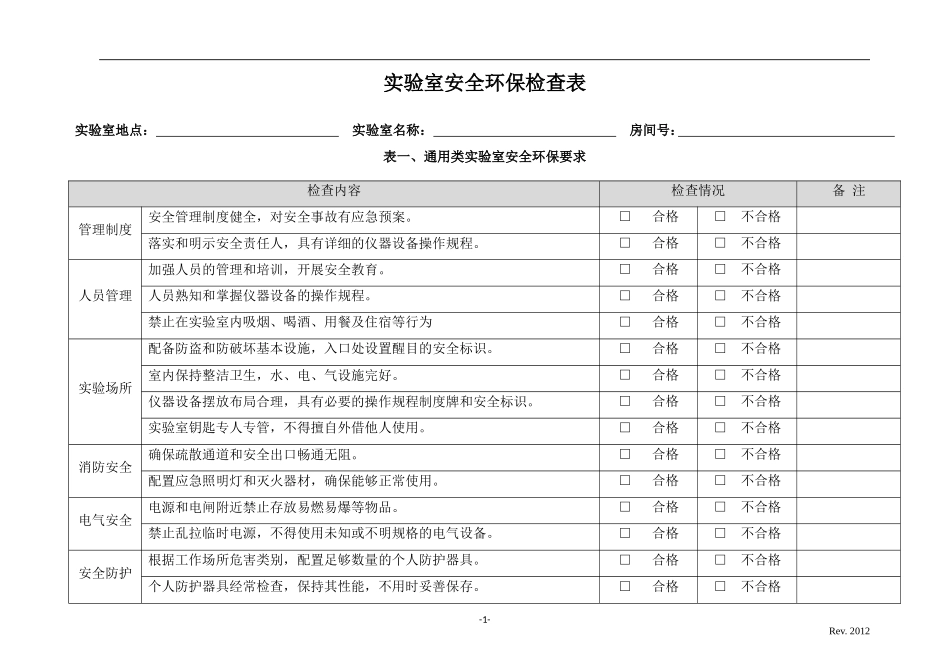 关于《实验室安全环保检查表格》的说明_第2页