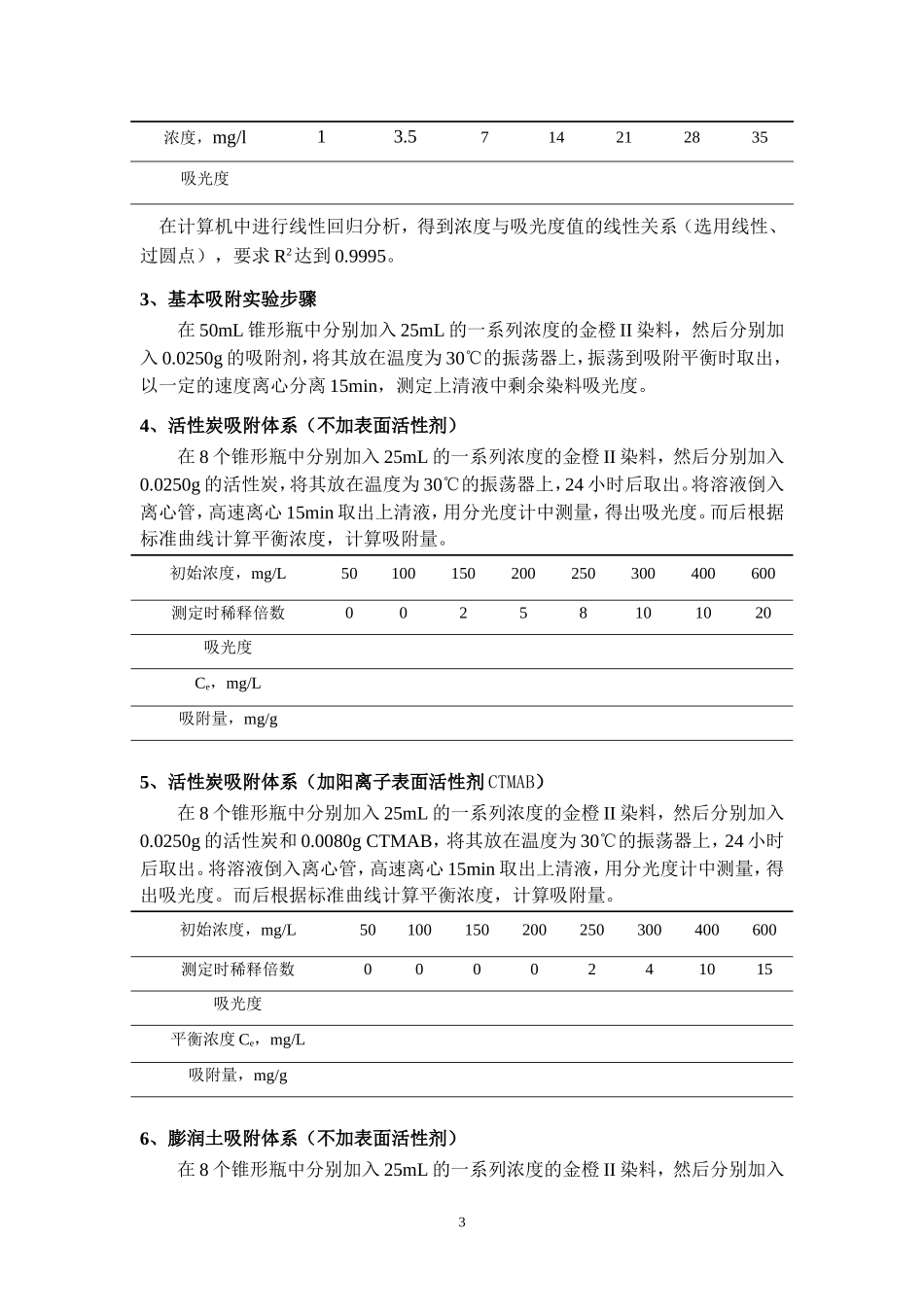 共存表面活性剂对染料吸附过程的影响_第3页