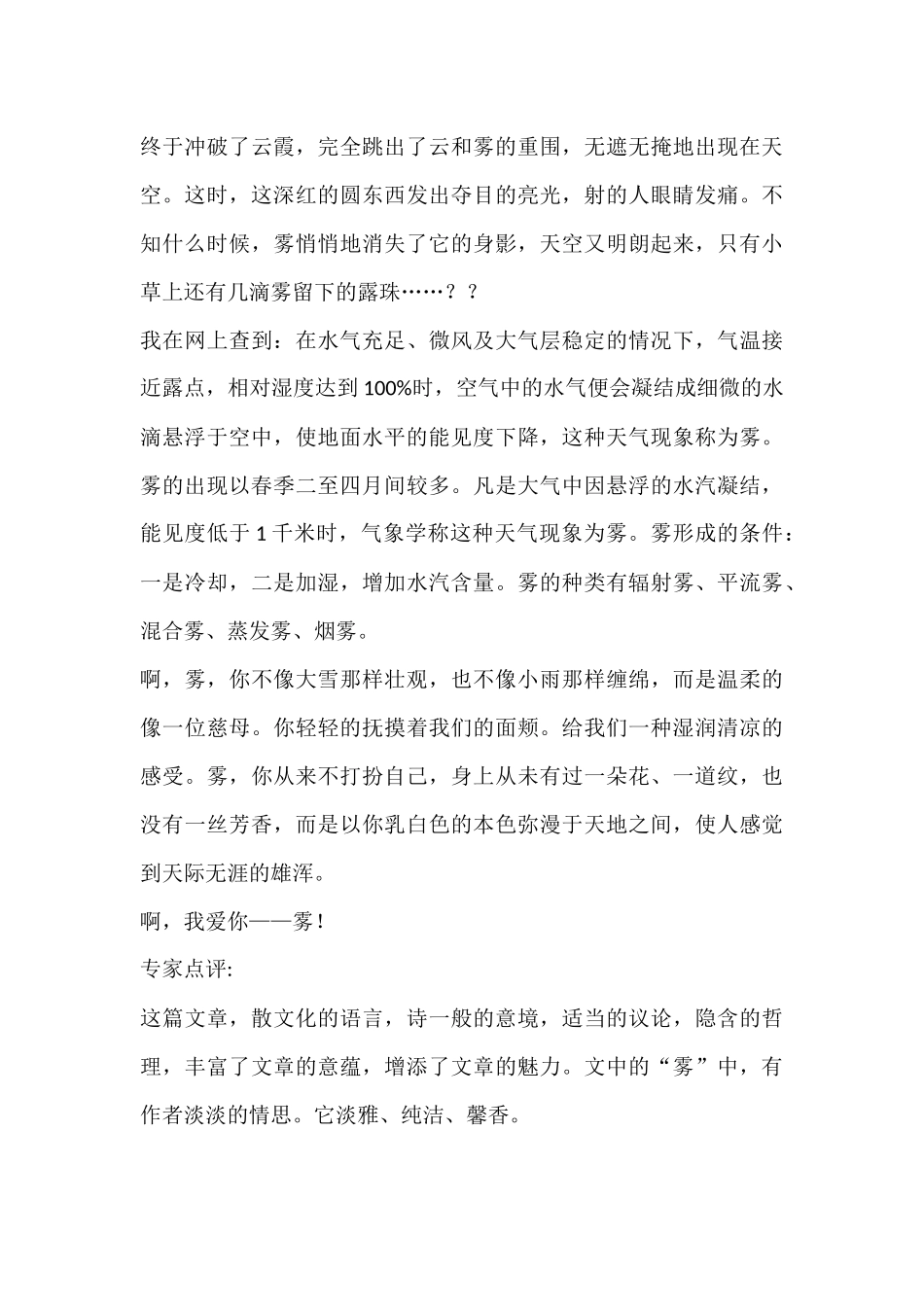 关于《雾的作文》_第2页