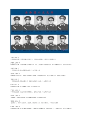 共和国十大元帅十大将军57位上将高清图及简介