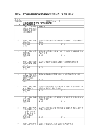 关于保荐项目重要事项尽职调查情况问核表(适用于创业板)