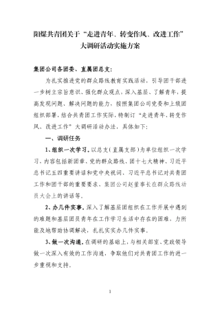 共青团大调研实施方案