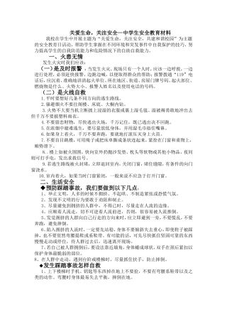 关爱生命关注安全材料