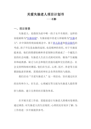 关爱失独老人项目计划书