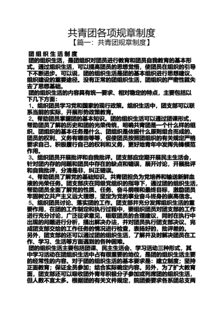 共青团各项规章制度