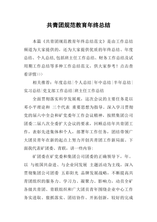 共青团规范教育年终总结