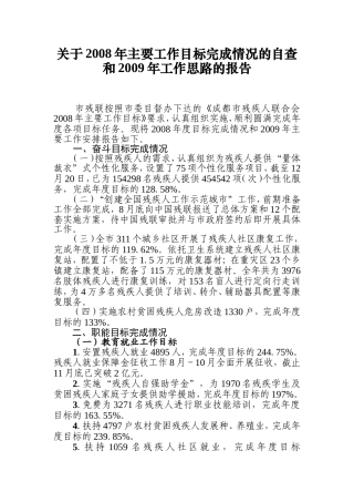 关于2008年主要工作目标完成情况的自查