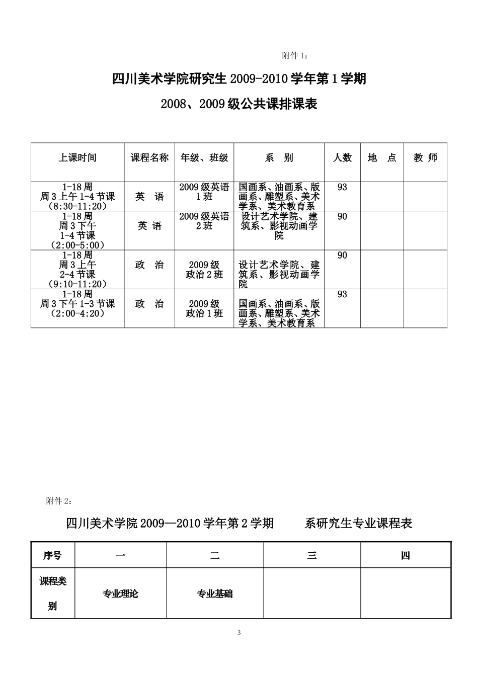 关于2009-2010学年下期研究生课程教学安排的_第3页