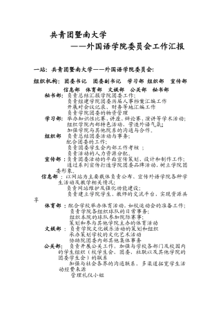 共青团暨南大学——外国语学院委员会工作汇报