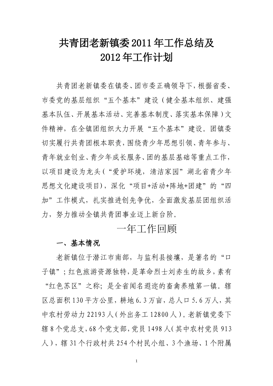 共青团老新镇委201年工作总结_第1页