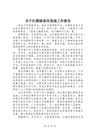 关于扫黑除恶攻坚战工作报告