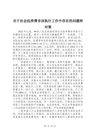 关于社会抚养费非诉执行工作中存在的问题和对策
