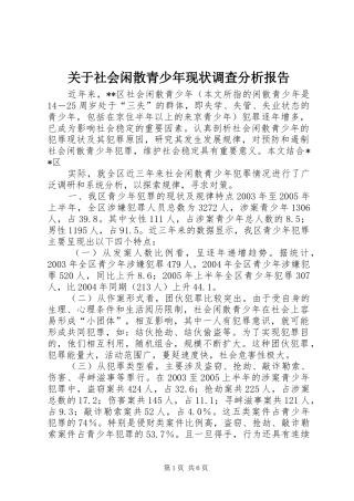 关于社会闲散青少年现状调查分析报告