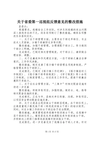 关于省委第一巡视组反馈意见的整改措施