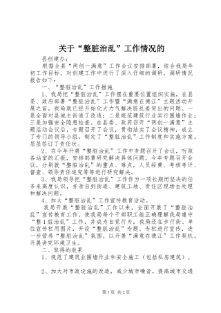 关于整脏治乱工作情况的