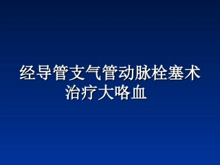 支气管动脉造影剖析