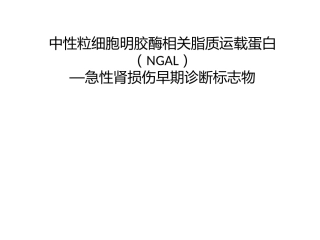 中性粒细胞明胶酶相关脂质运载蛋白