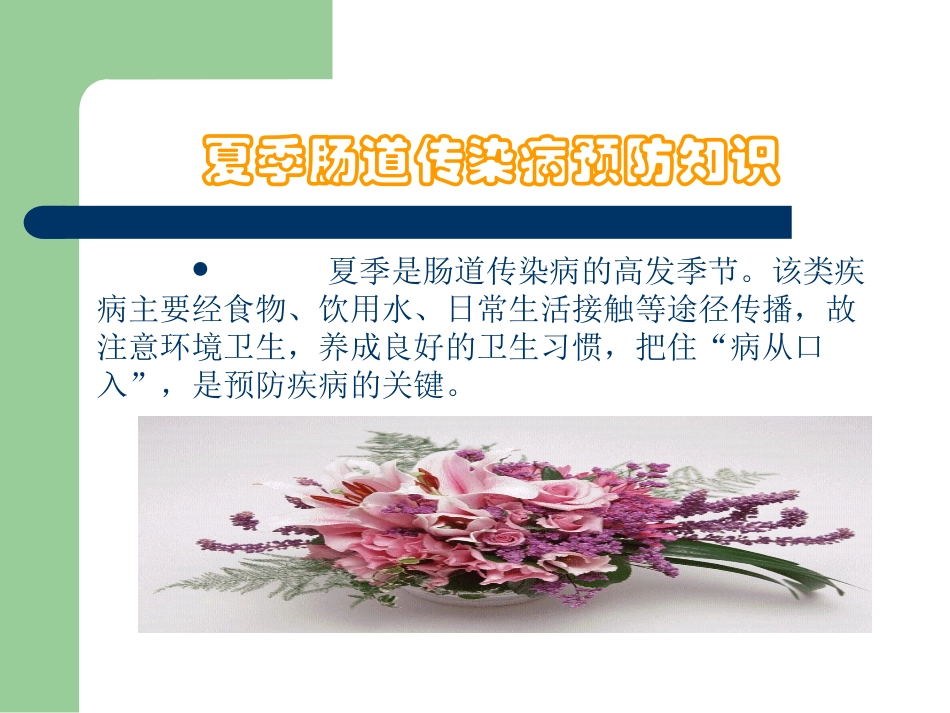 最新夏季肠道传染病预防主题讲座课件_第1页