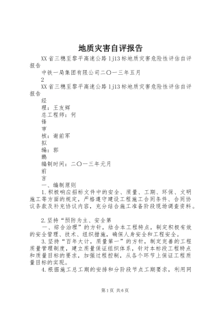 地质灾害自评报告