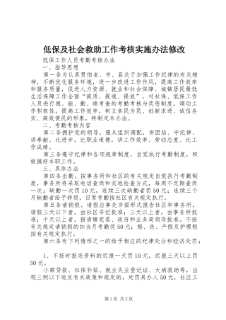 低保及社会救助工作考核实施办法修改