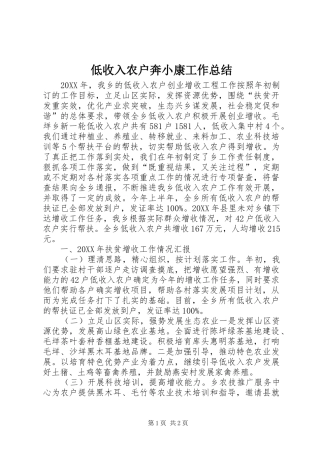 低收入农户奔小康工作总结