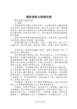 堤防查险与险情处理