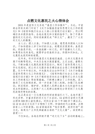 点燃文化惠民之火心得体会