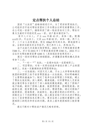 定点帮扶个人总结