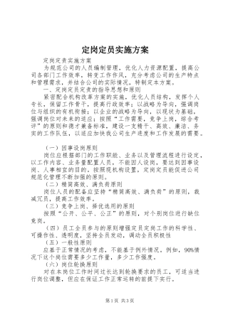 定岗定员实施方案
