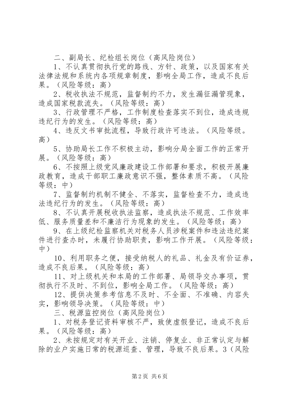 定陶国税局查找岗位风险及风险点_第2页