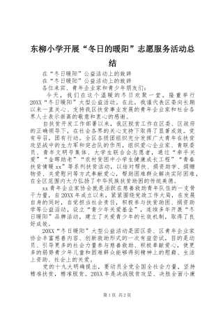 东柳小学开展冬日的暖阳志愿服务活动总结