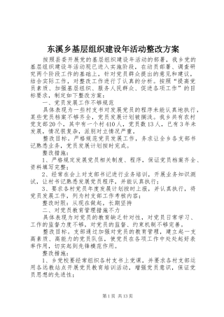 东溪乡基层组织建设年活动整改方案