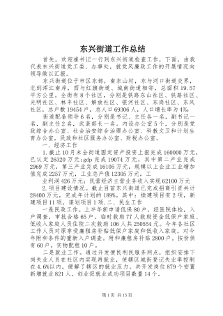 东兴街道工作总结