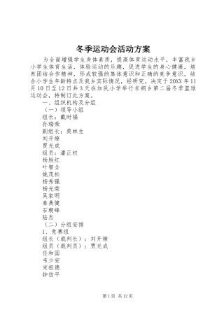 冬季运动会活动方案