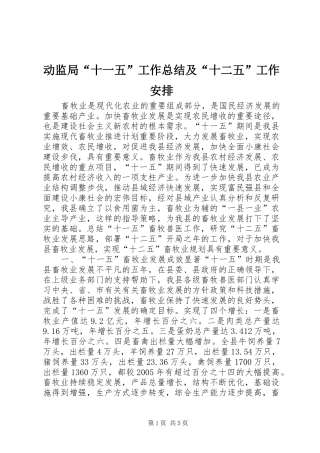 动监局十一五工作总结及十二五工作安排