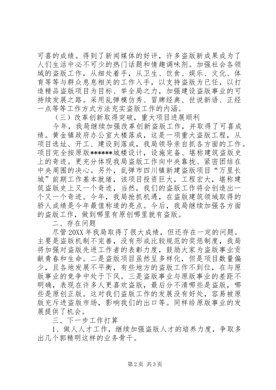 盗版局年度工作总结范文_第2页