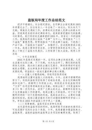 盗版局年度工作总结范文