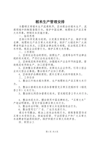 稻米生产管理安排